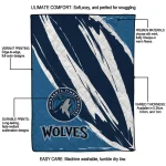 minnesota timberwolves stroke art midnight blue white quilt blanket best selling