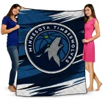 minnesota timberwolves wild lines midnight blue white quilt blanket best selling