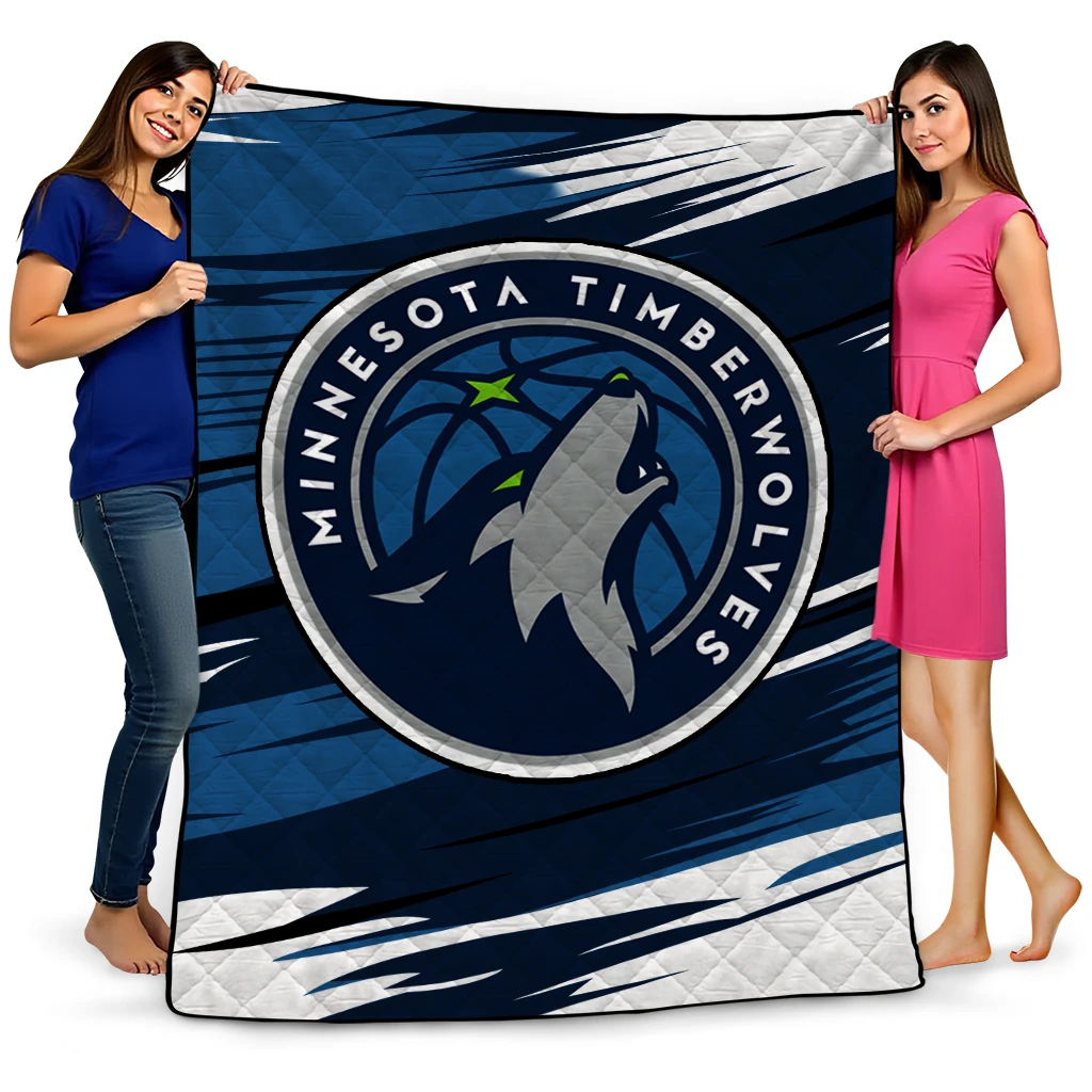 minnesota timberwolves wild lines midnight blue white quilt blanket best selling