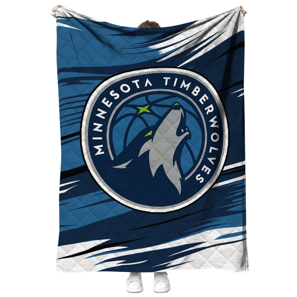 minnesota timberwolves wild lines midnight blue white quilt blanket fashion forward