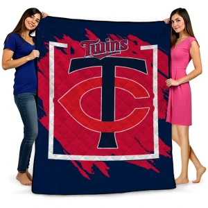 minnesota twins block border navy quilt blanket best selling