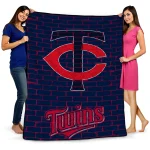 minnesota twins brick grid navy quilt blanket best selling