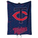minnesota twins brick grid navy quilt blanket best selling