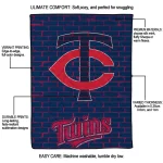 minnesota twins brick grid navy quilt blanket best selling