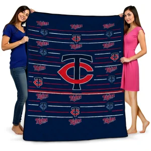 minnesota twins handdrawn stripes navy quilt blanket best selling