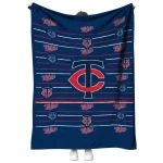 minnesota twins handdrawn stripes navy quilt blanket best selling