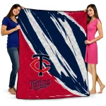 minnesota twins stroke art navy white quilt blanket best selling