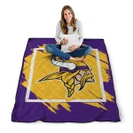 minnesota vikings block border purple quilt blanket best selling
