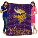 minnesota vikings brick grid purple quilt blanket best selling