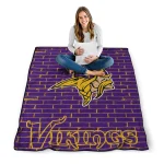 minnesota vikings brick grid purple quilt blanket best selling