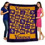 minnesota vikings helmet heart purple quilt blanket best selling