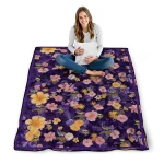 minnesota vikings hibiscus foliage purple quilt blanket best selling