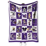 minnesota vikings mickey pattern purple white quilt blanket best selling