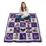 minnesota vikings mickey pattern purple white quilt blanket best selling