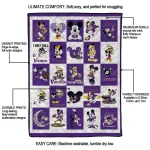 minnesota vikings mickey pattern purple white quilt blanket best selling