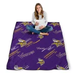 minnesota vikings sketch lines purple quilt blanket best selling