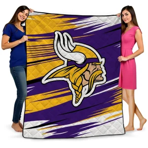 minnesota vikings wild lines purple white quilt blanket best selling