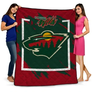 minnesota wild block border red quilt blanket best selling