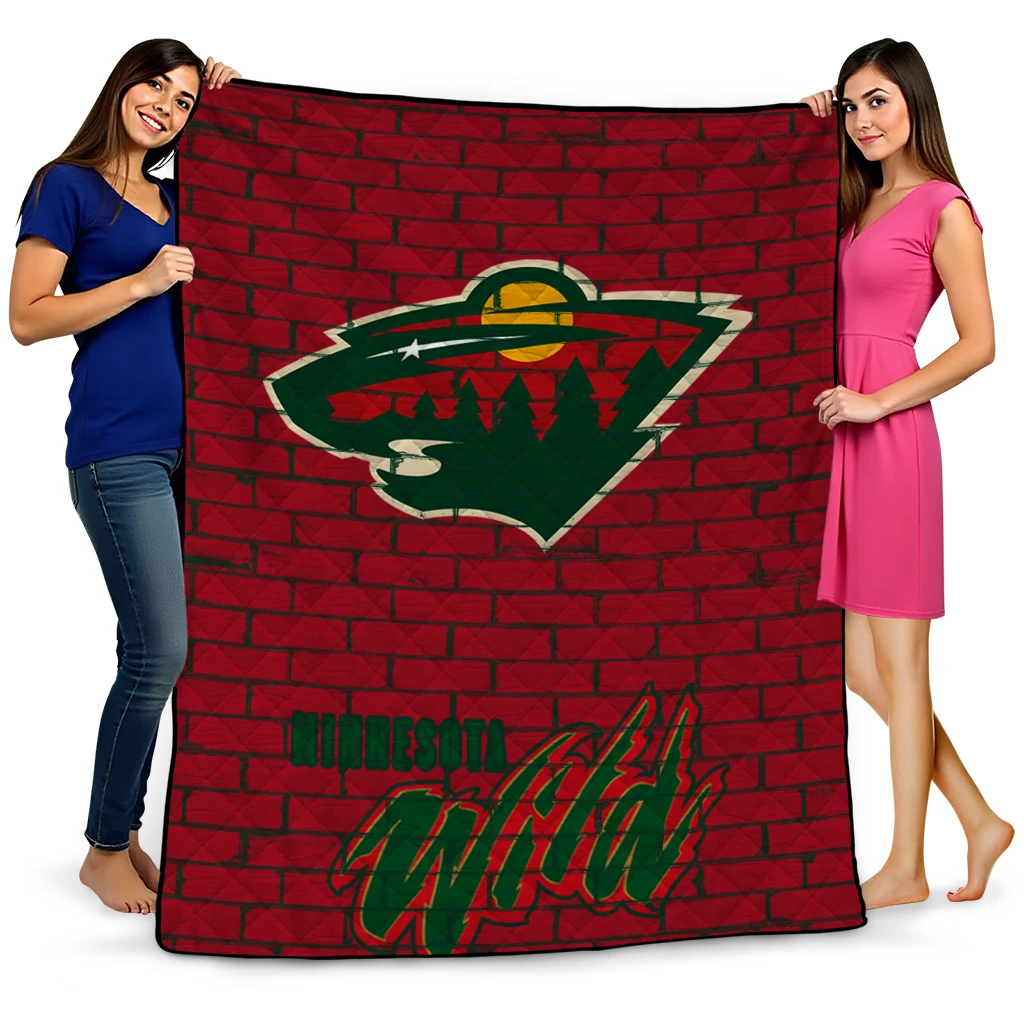 minnesota wild brick grid red quilt blanket best selling