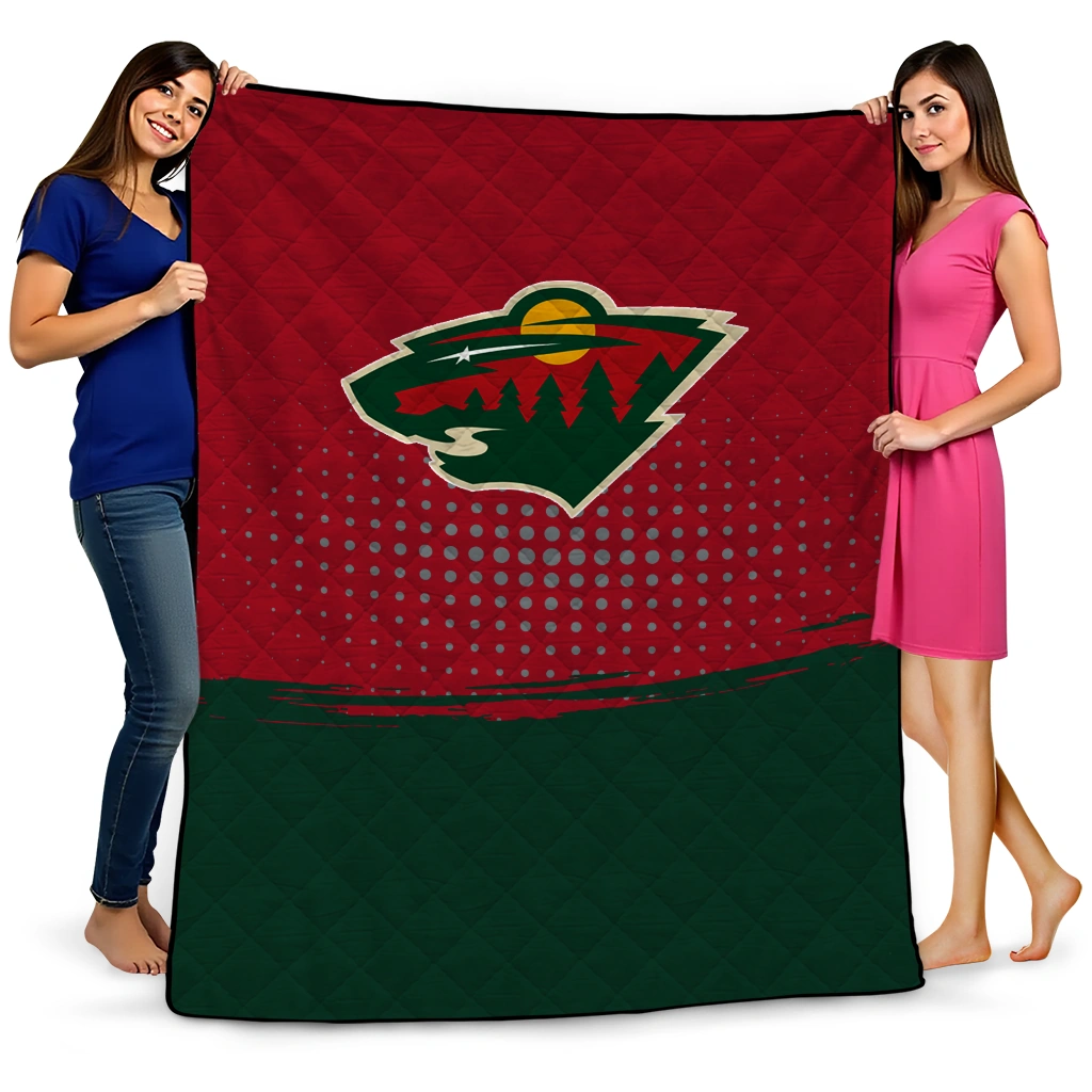 minnesota wild dot illusion red quilt blanket best selling