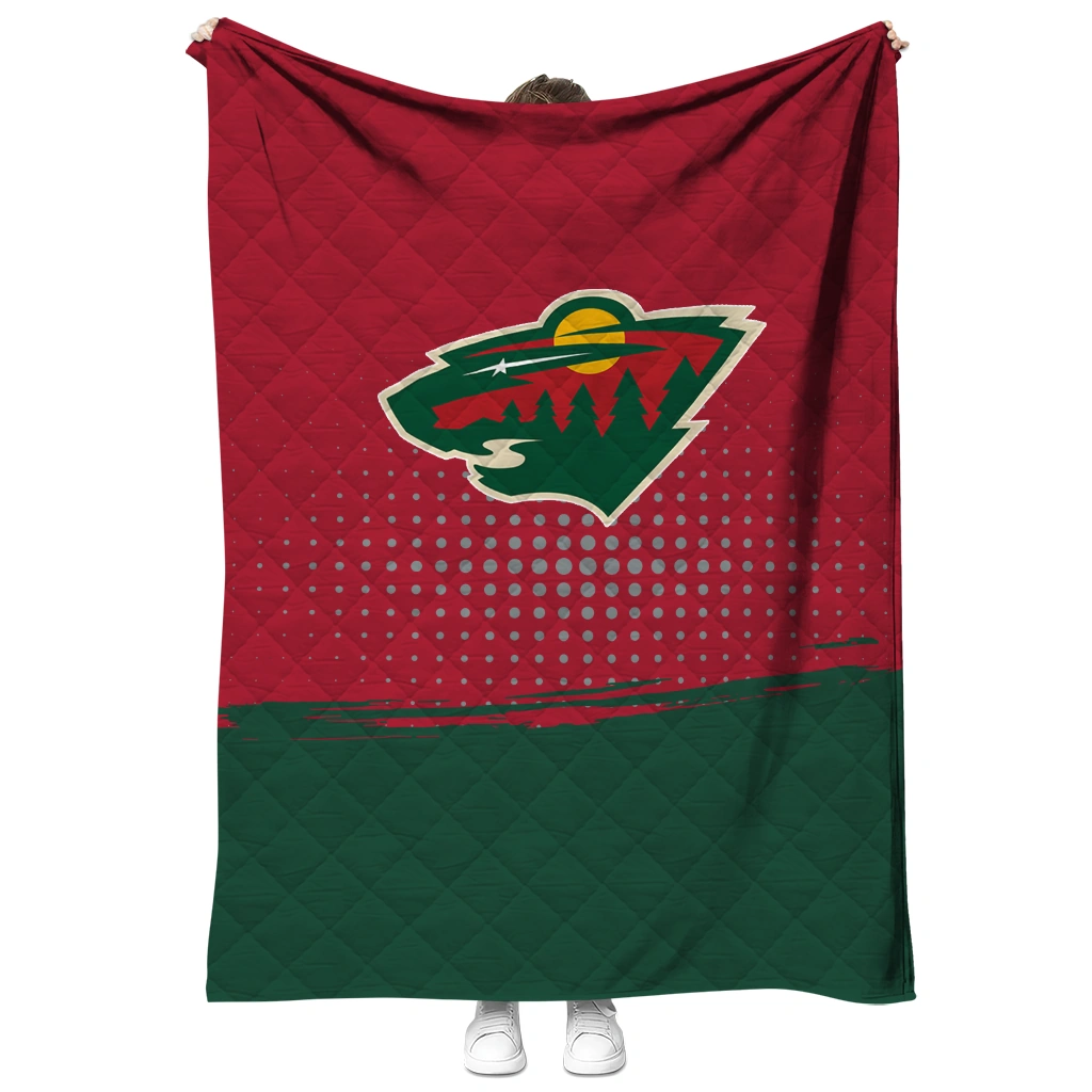 minnesota wild dot illusion red quilt blanket fashion forward