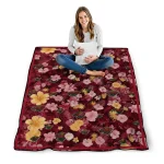 minnesota wild hibiscus foliage red quilt blanket best selling
