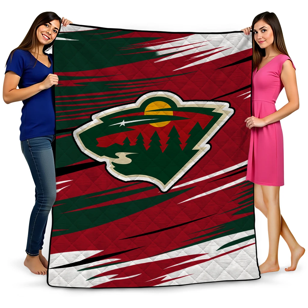 minnesota wild lines red white quilt blanket best selling