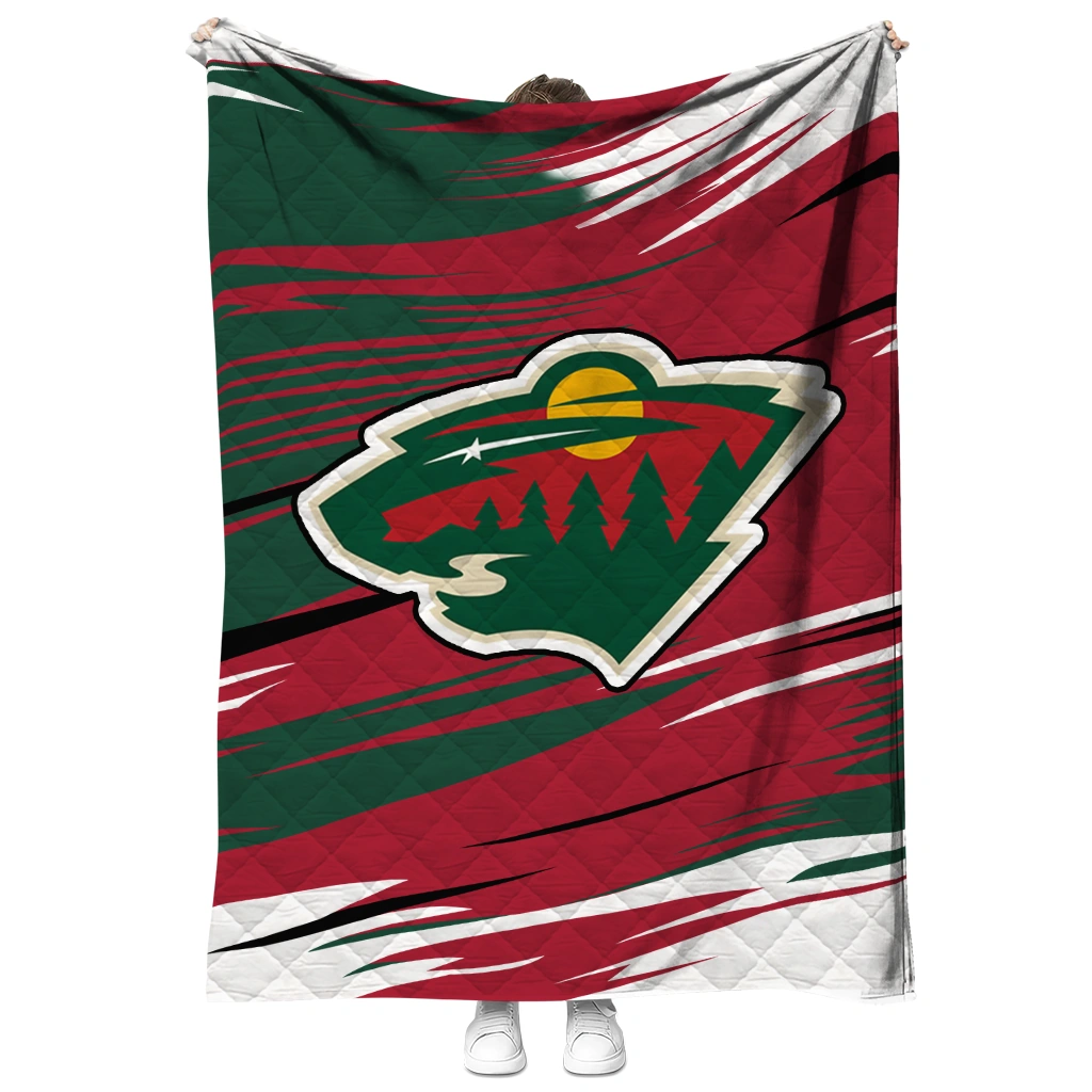 minnesota wild lines red white quilt blanket fashion forward