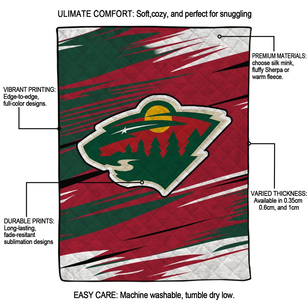 minnesota wild lines red white quilt blanket latest model minnesota wild lines red white quilt blanket latest model