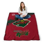 minnesota wild nhl shield red quilt blanket best selling