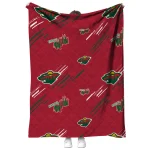 minnesota wild sketch lines red quilt blanket best selling