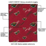 minnesota wild sketch lines red quilt blanket best selling