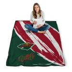 minnesota wild stroke art red white quilt blanket best selling