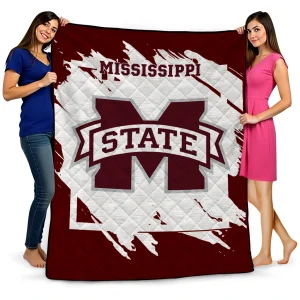 mississippi state bulldogs block border maroon quilt blanket best selling