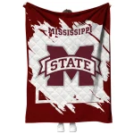 mississippi state bulldogs block border maroon quilt blanket best selling