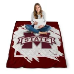 mississippi state bulldogs block border maroon quilt blanket best selling
