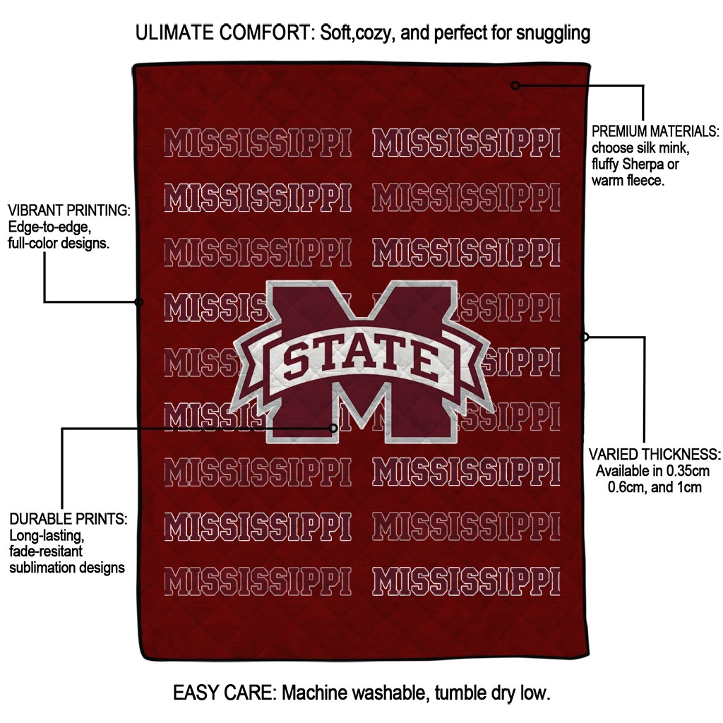 mississippi state bulldogs bold red maroon quilt blanket latest model mississippi state bulldogs bold red maroon quilt blanket latest model