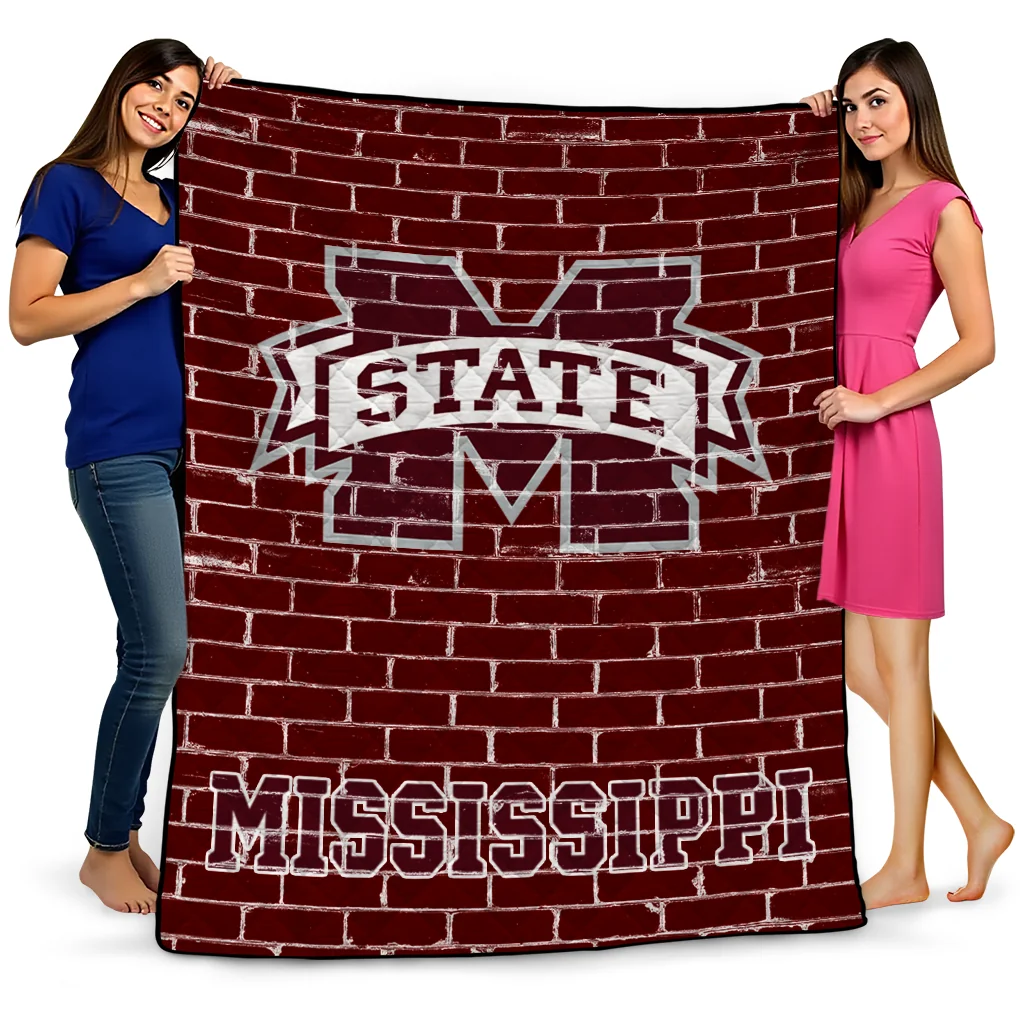 mississippi state bulldogs brick grid maroon quilt blanket best selling mississippi state bulldogs brick grid maroon quilt blanket best selling
