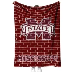 mississippi state bulldogs brick grid maroon quilt blanket best selling