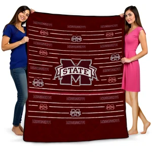 mississippi state bulldogs handdrawn stripes maroon quilt blanket best selling