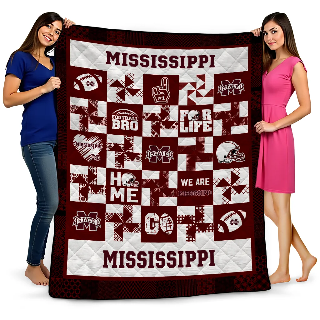 mississippi state bulldogs helmet heart maroon quilt blanket best selling mississippi state bulldogs helmet heart maroon quilt blanket best selling