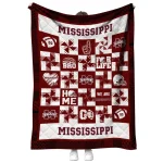 mississippi state bulldogs helmet heart maroon quilt blanket best selling