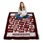 mississippi state bulldogs helmet heart maroon quilt blanket best selling