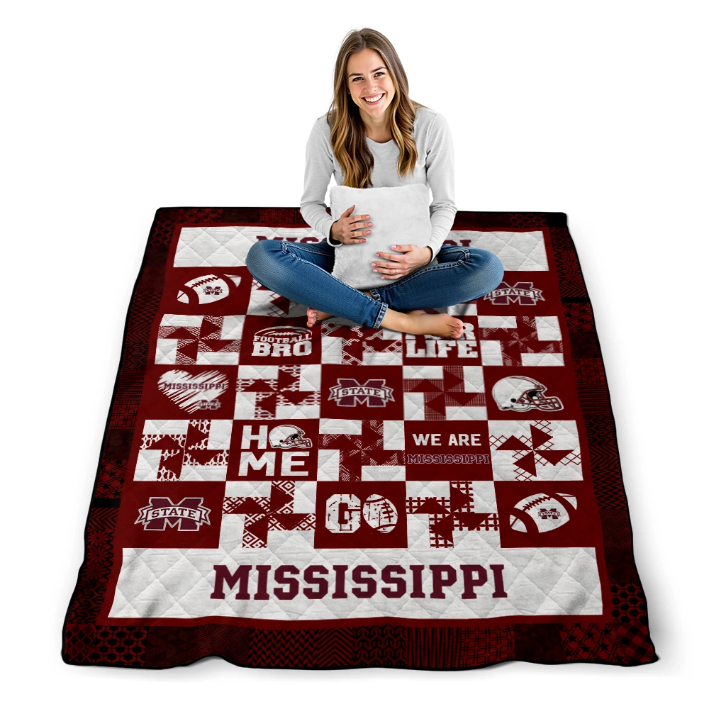 mississippi state bulldogs helmet heart maroon quilt blanket high quality mississippi state bulldogs helmet heart maroon quilt blanket high quality