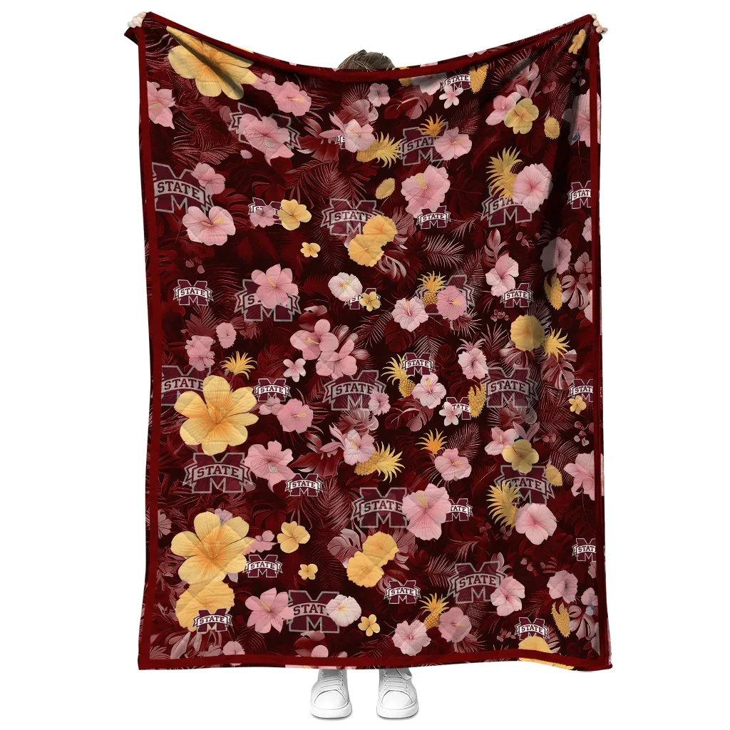 mississippi state bulldogs hibiscus foliage maroon quilt blanket fashion forward mississippi state bulldogs hibiscus foliage maroon quilt blanket fashion forward