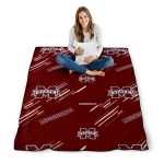 mississippi state bulldogs sketch lines maroon quilt blanket best selling