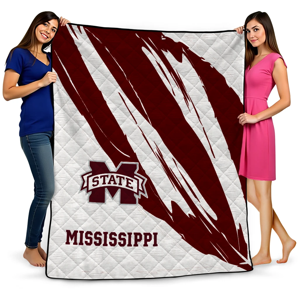 mississippi state bulldogs stroke art maroon white quilt blanket best selling