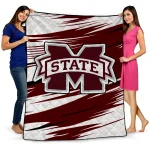 mississippi state bulldogs wild lines maroon white quilt blanket best selling