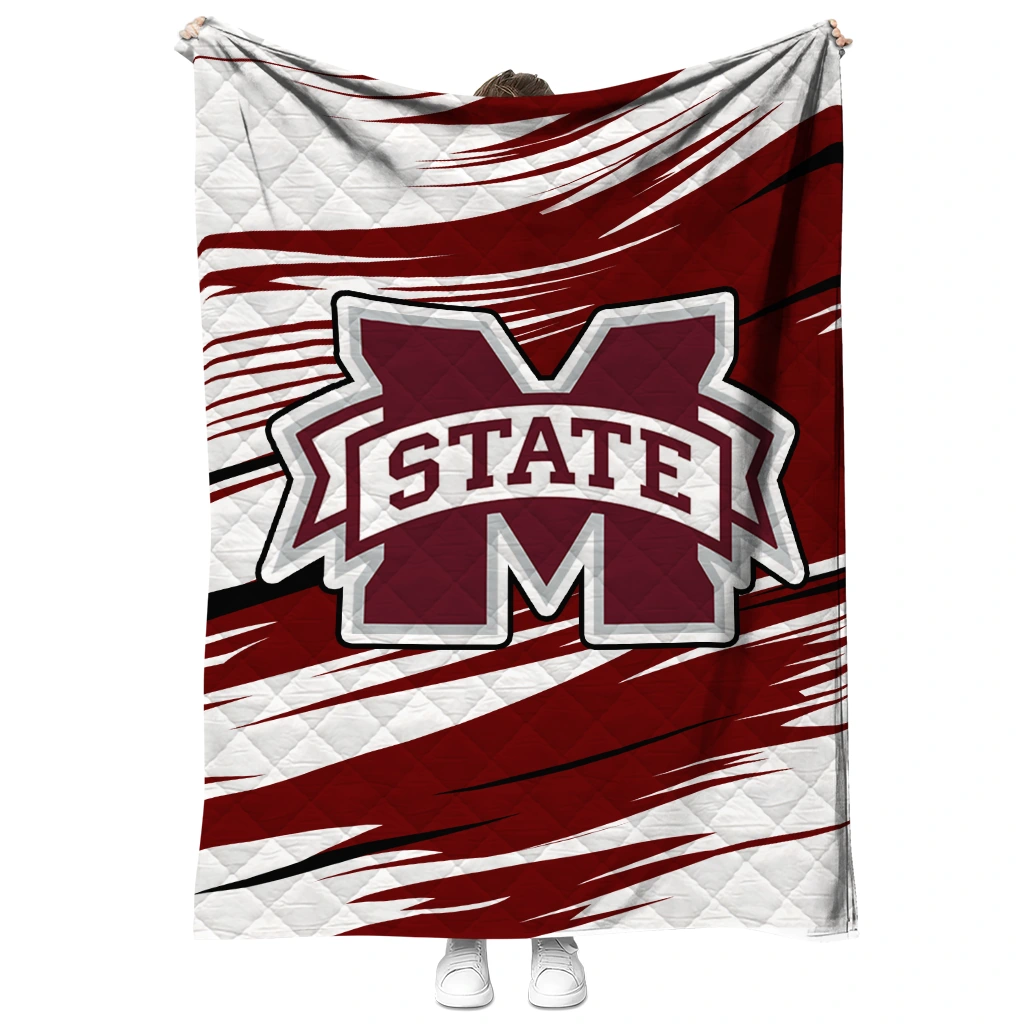 mississippi state bulldogs wild lines maroon white quilt blanket fashion forward