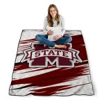 mississippi state bulldogs wild lines maroon white quilt blanket best selling
